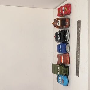 Disney Cars Toy Set - Blue, Green, Red, Black Lot Of 7 Including McQueen
